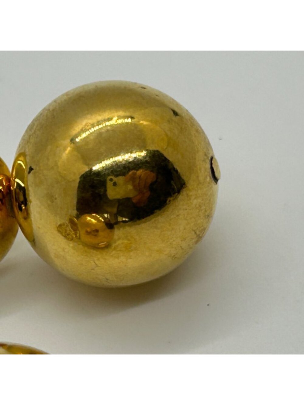 Vintage Gold-tone Double Ball Earrings Screw Back Statement 1960 Mod Design MCM - Picture 9 of 13